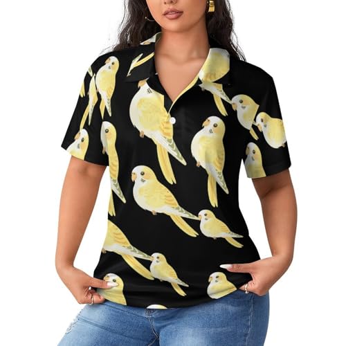 Camiseta clásica de manga corta para mujer, polo de entrenamiento de tenis con motivo periquito