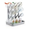 PandaEar Baby Bottle Drying Rack, Vertical Space-Saving Bottle Dryer Stand for Countertop with Removable Water Tray & Pegs, Holds Bottles, Sippy Cups & Accessories, Grey
