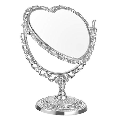 Espejo de maquillaje retro con forma de corazón 9.44x7.87x4.40 in