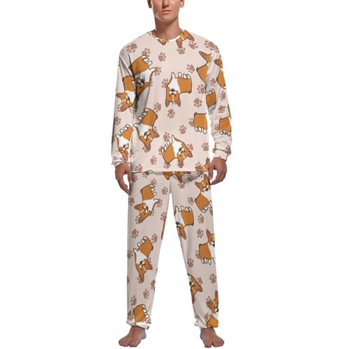 Ensemble de pijama homme Corgi haut bas pantalon vêtements de nuit