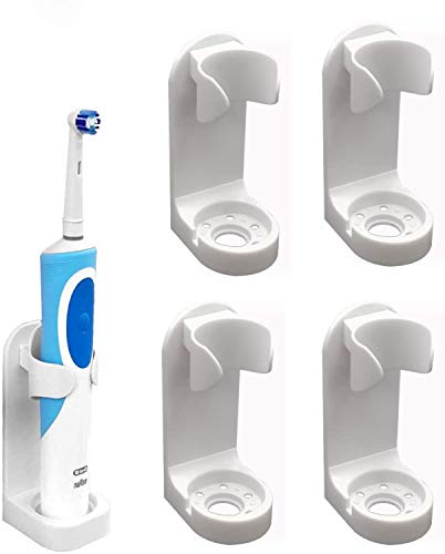 Un juego de 4 soportes de cepillo de dientes eléctrico, montaje de pared autoadhesiva, soporte de cepillo de dientes ajustable y soporte de cepillo de dientes de baño Cover
