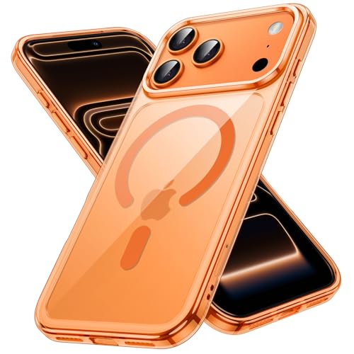 Image of JETech Magnetic Case for iPhone 17 Pro Max 6.9-Inch Compatible with MagSafe, Shockproof Phone Bumper Cover, Anti-Scratch Clear Back (Orange)