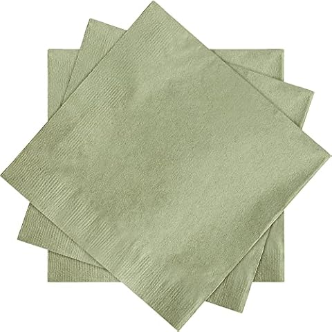 CUSINIUM 250-pack Sage Green Paper Cocktail Napkins Disposable - 2-ply | Size: 10" x 10" (Unfolded), 5" x 5" (Folded) Cover