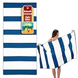 ZOLLNER Mikrofaser Badetuch 100% Polyester, 90x180 cm, blau/weiß