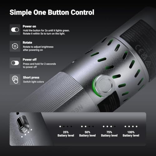 Image of NEEWER BASICS 20W RGB Photography Flashlight with 4 Colors /20 Gobo Filters, Built in 49.95Wh Battery, 6300K CRI95+ Portable LED Spotlight Ambient Sunset Light for Video Recording Studio Lighting, FL20