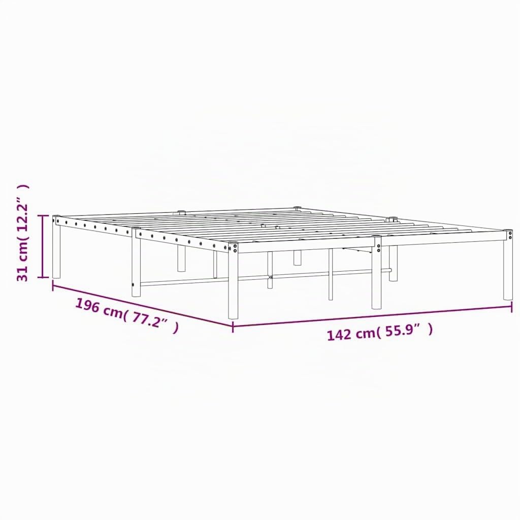 vidaXL Estructura de Cama, Somier de Listones con Almacenaje, Armazón Marco de Cama de Invitados, Mueble para Dormitorio, Metal Blanca 135x190 cm