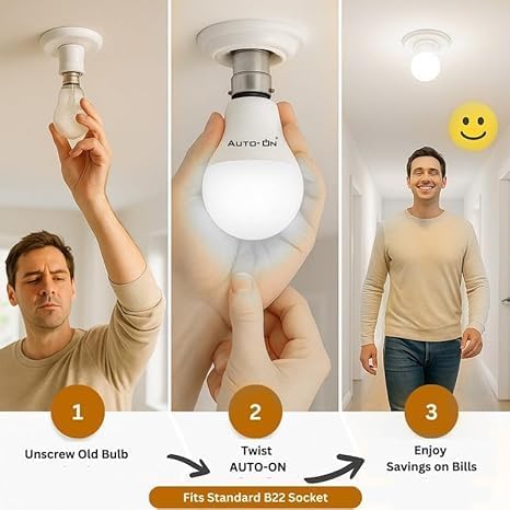 Image of Auto-ON Motion Sensor LED Bulb (20W) (Automatic ON /OFF) (Works both during Day /Night) (Only Motion Sensing)-Surge Protector-(One Year Warranty) - Cool White- Pack of 1