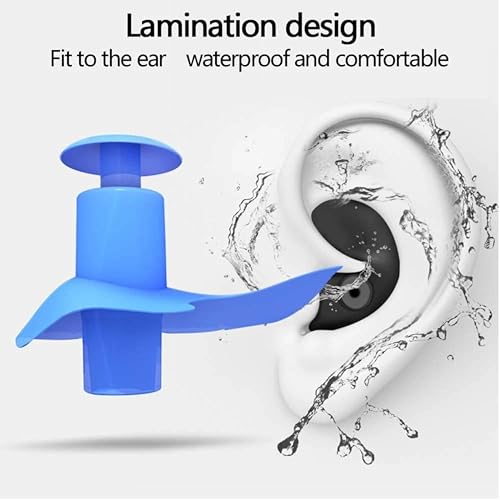 Image of James HealthPlus 1 Pair Waterproof Silicone Earplugs Soft Texture Portable Ear Plugs for Water Sports Swimming with Storage Box (Blue)
