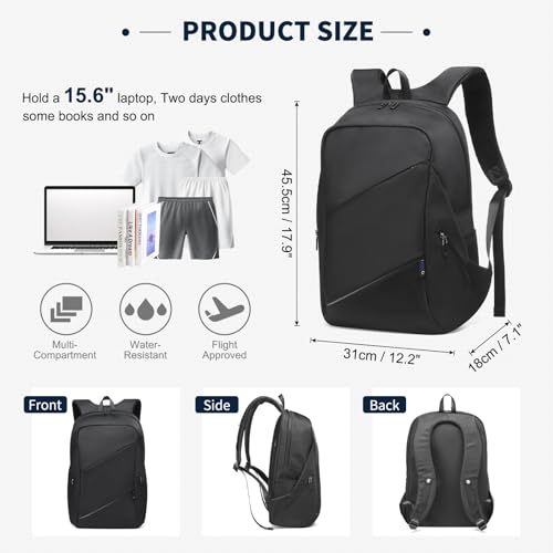 Travel Laptop Backpack, Anti-Theft Carry On Backpack Professional, TSA-Approved Water-Resistant Rucksack for Work Men Women Fits 16 Inch Notebook, Black3