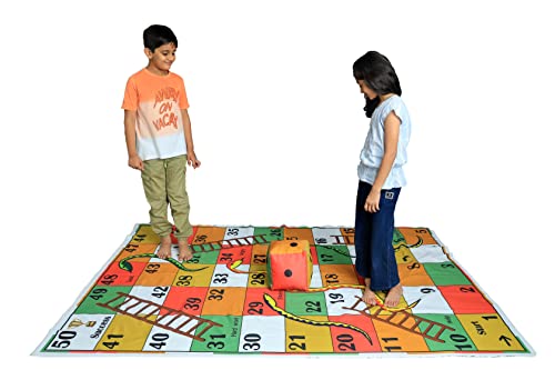Image of Keshav Creation Adult Giant Outdoor Snakes & Ladders Lifesize Floor Game Mat With Jumbo Dice|Jumbo Play Floor Games|5 X 7 Feet