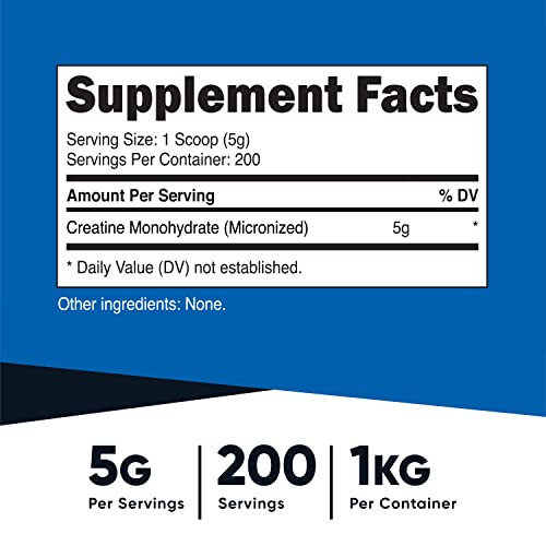 Nutricost Creatine Monohydrate Micronized Powder (1 Kg) - Pure Creatine Monohydrate #TOP1