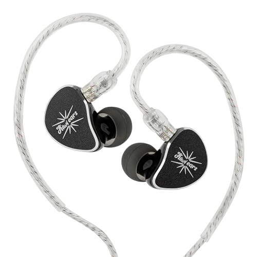 HIFIXAUDIO Kiwi Ears Belle In-Ear-Monitor, 10 mm DLC-Membrantreiber-Kopfhörer, HiFi-Ohrhörer mit abnehmbarem versilbertem 2-Pin-Kabel für audiophiles Gaming (ohne Mikrofon, Schwarz)