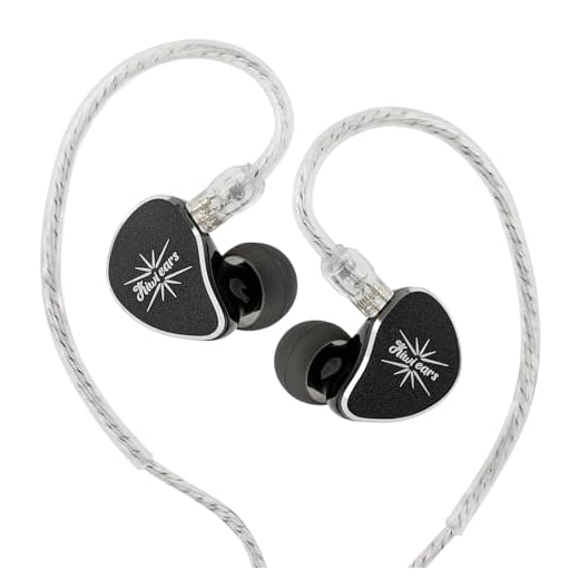 HIFIXAUDIO Kiwi Ears Belle In-Ear-Monitor, 10 mm DLC-Membrantreiber-Kopfhörer, HiFi-Ohrhörer mit abnehmbarem versilbertem 2-Pin-Kabel für audiophiles Gaming (ohne Mikrofon, Schwarz)