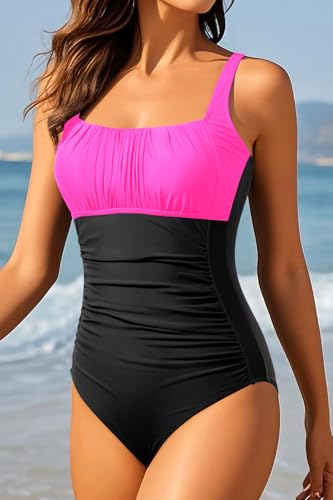 Image of Aqua Eve One Piece Bathing Suit for Women Tummy Control Swimsuit Slimming Vintage Swimwear