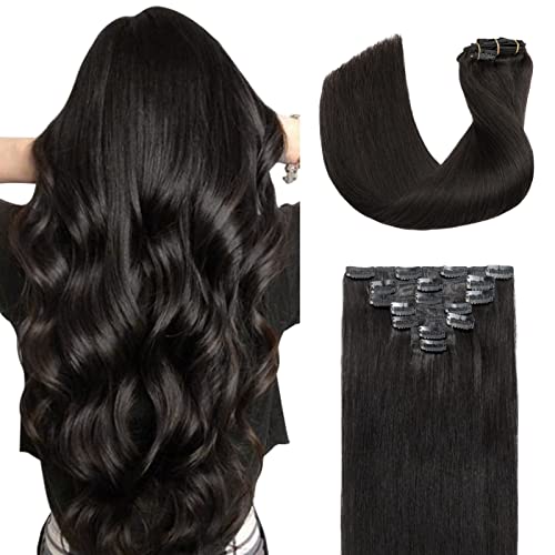 Hairro Clip in Hair Extensions Real Human Hair, 16 Inch