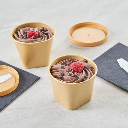 Image of Coppetta 6 Ounce Dessert Cups, 200 Greaseproof Ice Cream Cups - Lids Sold Separately, Square Bottom, Kraft Paper Yogurt Bowls, Disposable, For Sundaes, Mousse Or Puddings - Restaurantware