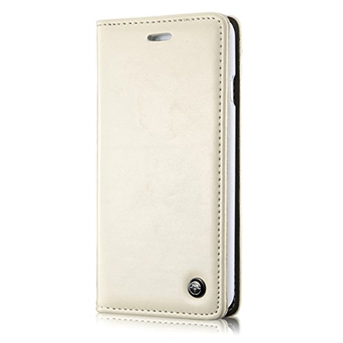 Cyber Mondy Sales -iPhone 6s Plus Case, Business Leather Wallet Case for iPhone 6s Plus [Folio Book Design] [Earphone Cutout Reserved] [Card Slot] [Kickstand](White)
