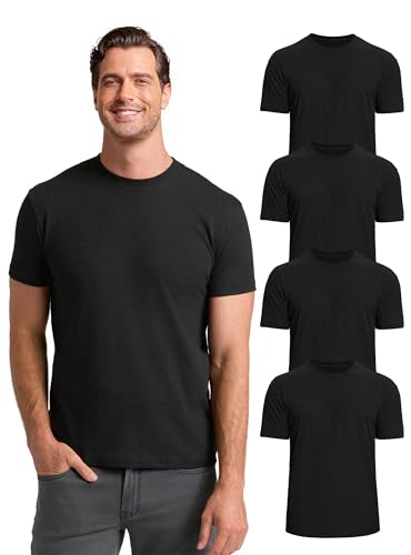 Image of Mens T-Shirts Crew Neck Shirts Athletic Fitted Plain Basic Tees Soft Cotton Blend Comfort T Shirts for Men