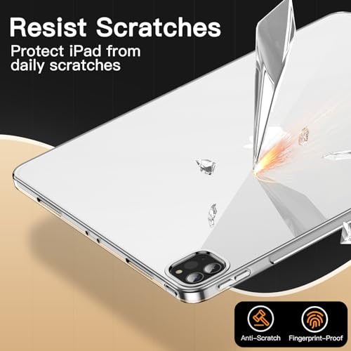 Image of JETech Cover Case for iPad Pro 12.9-Inch 2022 /2021 (6th /5th Generation), Soft TPU Transparent Slim Shockproof Tablet Cover, Support Pencil 2nd Charging (Clear)