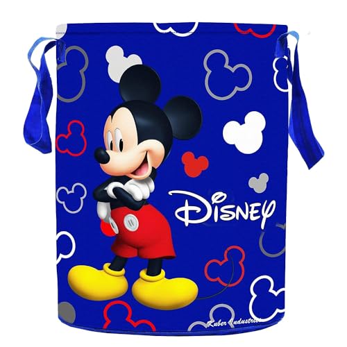 Image of Kuber Industries Round Laundry Basket For Clothes|Disney Team Mickey Print|Toy Storage Organizer|Capicity 45 L (Blue)
