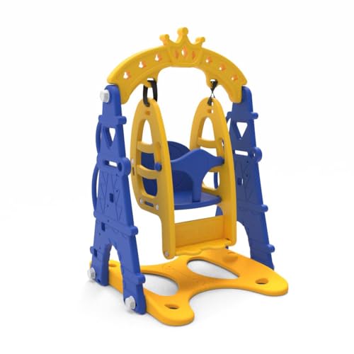 Image of Amazon Brand - Solimo (Castle) Swing for Indoor & Outdoor Use I Swing for Age 2-8 Years I Ideal for Boys & Girls | with Climbing Frame | Easy Assembly (Yellow & Blue)
