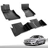 Floor Mats for Mercedes-Benz C300 2015-2021: AOMSAZTO All Weather Floor Mats for Mercedes Benz C Class Sedan Only 1st and 2nd Row