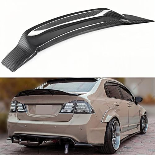 WheelX Rear Spoiler Compatible with 2006-2011 Honda Civic, Duckbill Fits for 2006 2007 2008 2009 2010 2011 4 Door Sedan, Exterior High Kick Trunk Tail Deck Lid Wing Lip (Carbon Fiber Pattern)