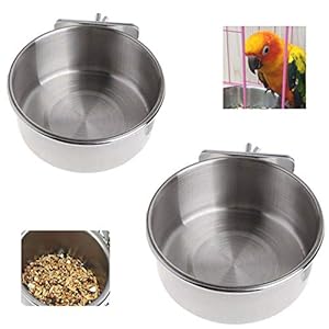 Jixista Vogelvoer Kom Vogelvoeding Schotel Cups Roestvrij Staal Vogelvoer Voeding Schotel Vogel Water Bowl Kooi Vaste…