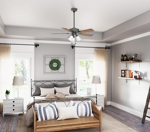 Image of Hunter Swanson, Indoor, Ceiling Fan, with LED Lights, 44 inch, Matte Silver