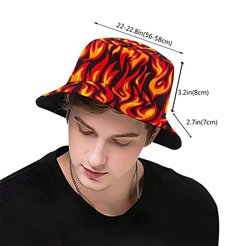 Echoserein HX-HB12-FISHHAT_470713055 Fire Novelty Bucket Hat Fishing Hats Summer Travel Beach Sun Uv Protection Packable Fisherman Cap thumb #2