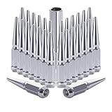 Lichamp 32pcs M14x1.5 Spike Lug Nuts for Trucks, Partial Compatible with Ford F250 F350 Super Duty and Chevy Silverado 1500 2500 3500, Chrome Hex Turner with Cone Seat