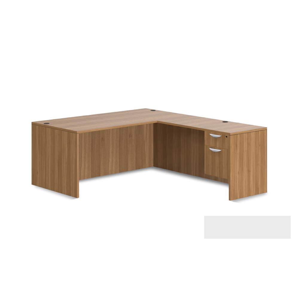 GOF Double 2 Person Workstation Cubicle (11'D x 6'W x 4'H) / Office Partition, Room Divider (Desk Only, Walnut)