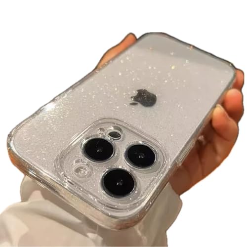 sycat. キラキラ パウダー ラメ iPhone15 ケース 韓国 綺麗なキラキラケース スマホケース 4色展開 シンプル 可愛い おしゃれ クリア 透明 きらきら (ホワイト, iPhone15)
