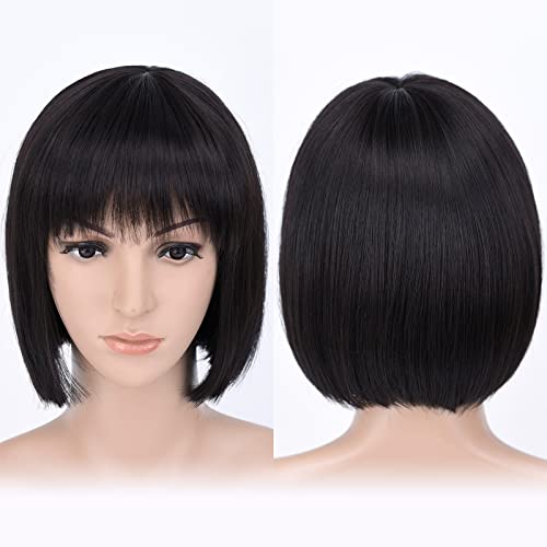 Perruque au carré noir avec frange pour changer de look sans abîmer vos cheveux