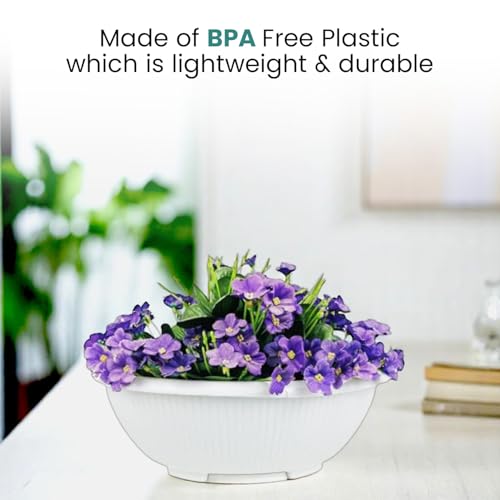 Image of Go Hooked Plastic Planter Pots Set of 2 | Multicolor Flower Pots Perfect for Home, Office & Garden Decor | Bonsai Round Pot 13.7 Inch for Indoor & Outdoor Plants | Durable, Lightweight & Modern Design