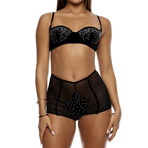 Ensemble femme Forplay haut de gamme en velours précieux à strass