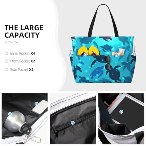 Waterproof Sandproof Beach Bag World Turtle Day Swim Large Tote Pool Bag For Women With Zipper2