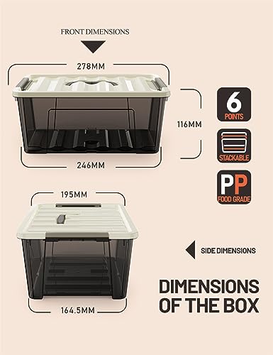 Image of WYT Small Clear 5-Quart Plastic Storage Container Bin with Khaki Secure Lid and Black Latch Buckles, Durable Stackable Nestable Organizin, 6-Pack