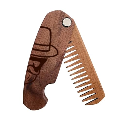 Beard Comb Personalized Gifts Anniversary Gift Wooden Brush Custom Comb Groomsmen Gift Hair Brush Pocket Brush Birthday Gift for Boyfriend (Man in Hat)