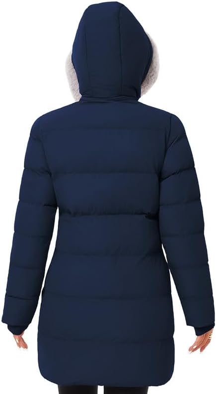 KVE Women's Winter Thicken Puffer Coat (Standard & Plus Size) Warm Snow Jacket with Fur Removable Hood