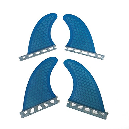 UPSURF Single Tab Surfboard Fin Fiberglass+Honeycomb Quad fin S/M Size (Blue G3+GL)