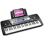RockJam 54 Key Keyboard Piano with Power Supply, Sheet Music Stand, Piano Note Stickers & Simply Piano Lessons, Black