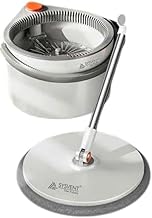 SYSVENT The Future Plastic 360 Spin Mop and Bucket, Super Floor Cleaning Mops and Bucket System Mop Bucket Kit with Retractable Handle, White&Grey (with 2 Refill )