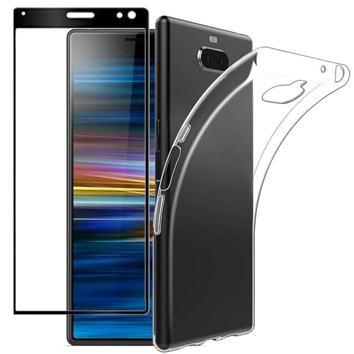 NOVAGO Compatible avec Sony Xperia 10 -Pack complet- coque Résistante transparente + films protection écran verre trempé