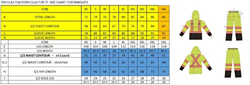 Rk Safety Rw-Cla3-Tlm55 Class 3 Rain Suit, Jacket, Pants High Visibility Reflective Black Bottom With X Pattern(Large, Lime) #TOP3