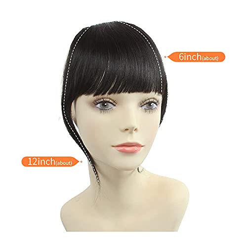 Clip in Thick Hair Bangs Human Hair Fringe Real Human Hair Bang Extension Unprocessed Fringe, Natural Black Color - Image 2