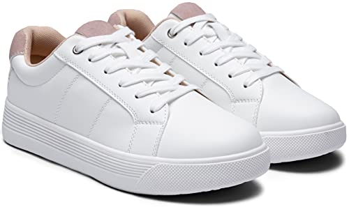 Vepose White Sneakers 8013 Casual Fashion Low Top Comfortable Classic Shoes For Women Size 8.5(Cjy8013 White Pink 08.5) #TOP3