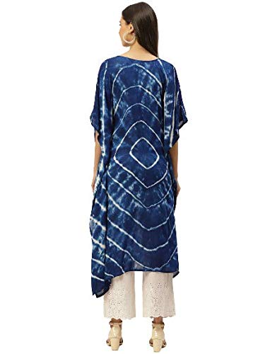Image of Maaesa Women Handcrafted Tie & Dye Rayon Crepe Kaftan Kurta | Casual Wear | Flowy Kaftan Style | Lightweight & Breathable Fabric