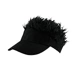 Raylans Novelty Sun Visor Cap Wig Peaked Adjustable Baseball Hat with Spiked Hair (Black)