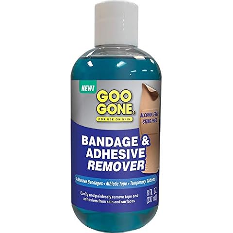 Goo Gone Bandage Adhesive Remover For Skin - 8 Ounce - Safe Method to Remove Sports Tape, KT Tape, Temporary Tattoos, Ink, Medical Bandages and More Cover